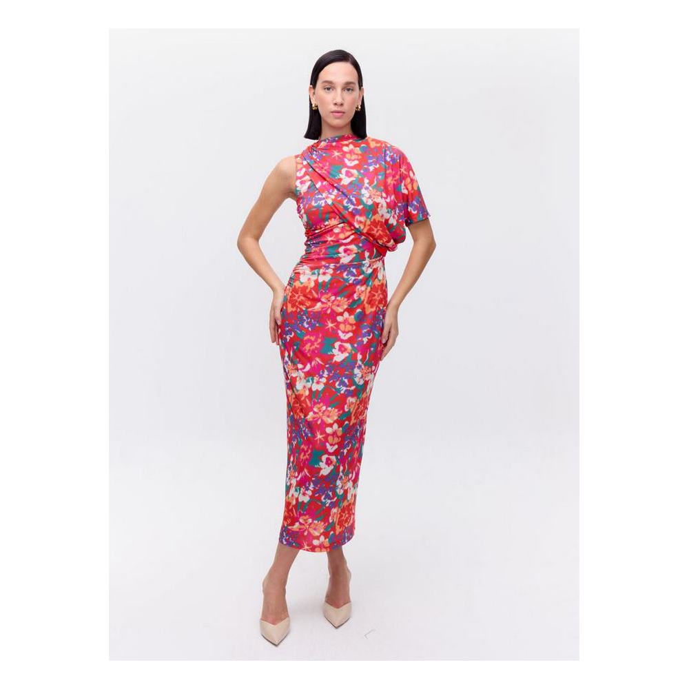 vestido-midi-drapeado-manga-desmontable-mioh
