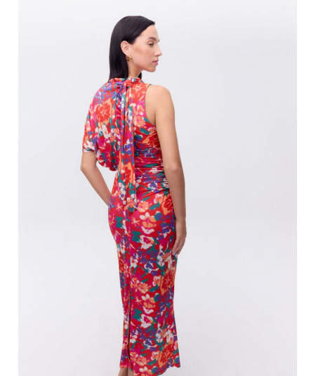 vestido-midi-drapeado-manga-desmontable-mioh