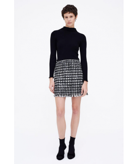 falda-corta-tweed-blanco-y-negro-de-wild-pony
