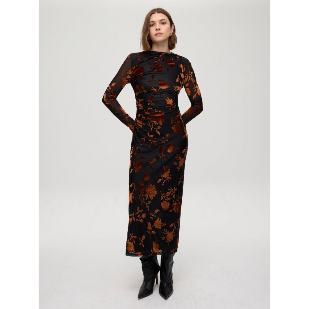 vestido-negro-flocado-flores-marrones-mioh