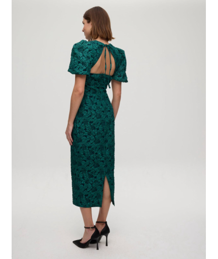 vestido-damasco-verde-manga-abullonada-mioh