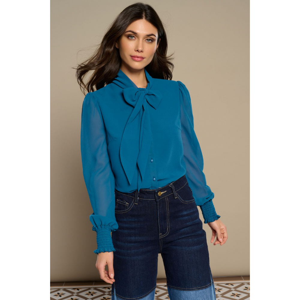 blusa-donna-con-lazada-al-cuello-de-minueto