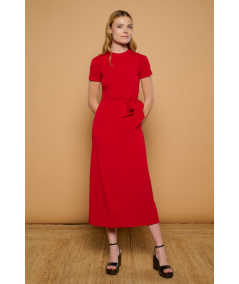 vestido-midi-de-manga-corta-cherry-drapeado-minueto