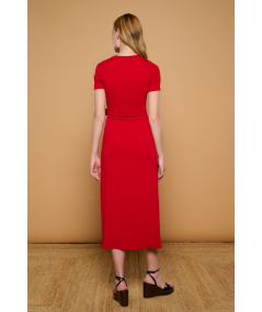 vestido-midi-de-manga-corta-cherry-drapeado-minueto