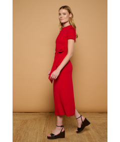 vestido-midi-de-manga-corta-cherry-drapeado-minueto