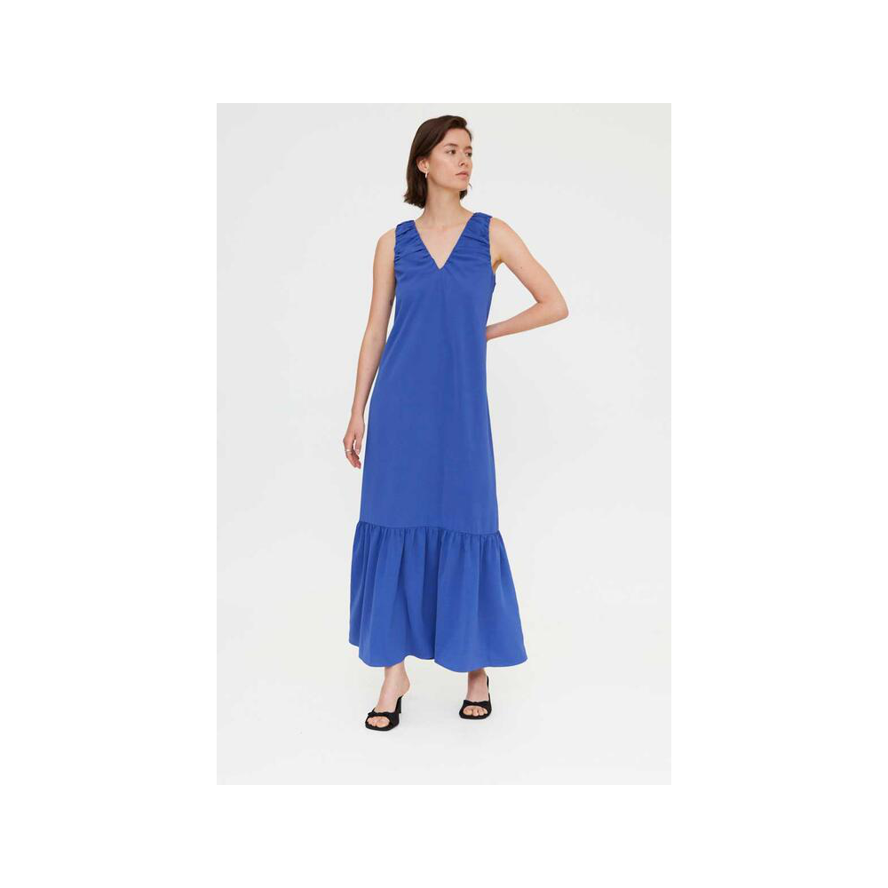vestido-long-azul-escote-frunce-compania-fantastica