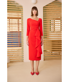 vestido-pliegues-con-volante-de-carla-ruiz