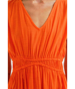 vetido-midi-naranja-fruce-cintura-compania-fantastica