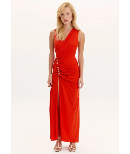 vestido-drapeado-con-abertura-lan